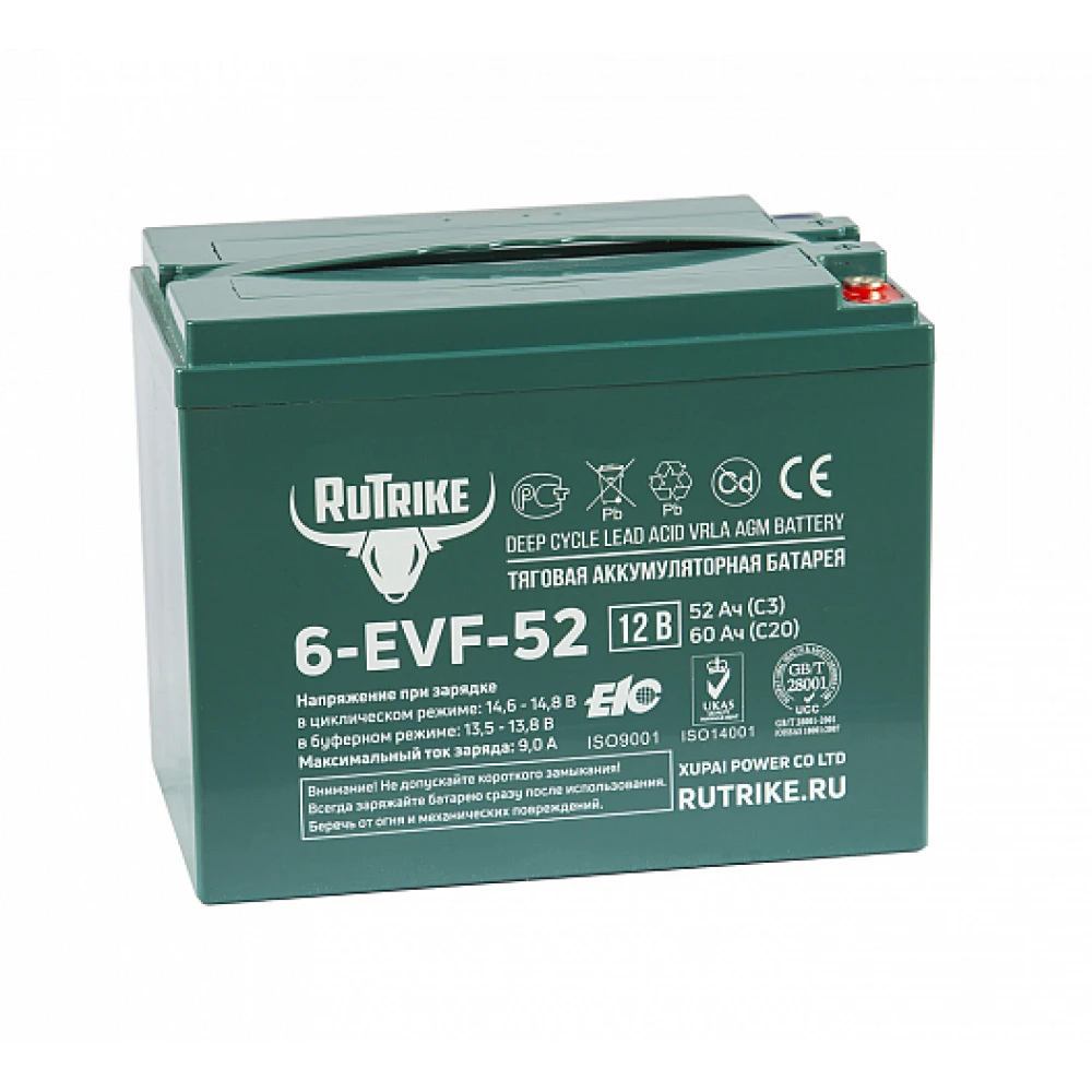 Тяговый аккумулятор RuTrike 6-EVF-52 (12V52A/H C3) 1